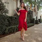 Темно-красные коктейльные платья длиной до колена с открытой спиной, Короткие вечерние платья для выпускного вечера русалки для женщин, дешевая распродажа, Vestidos de graduacion