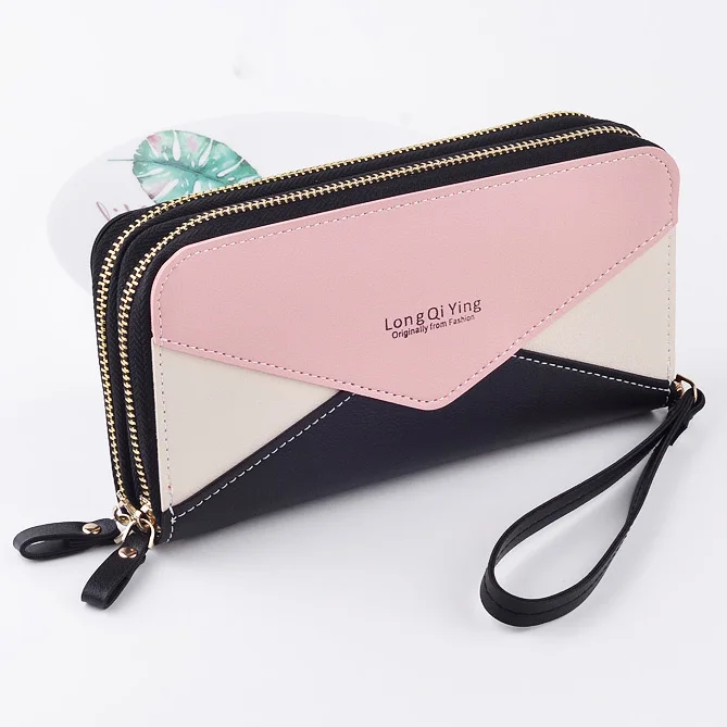 

Double Zipper Women Wallets bags Cards ID holders PU Leather Lady Moneybags Long Clutch Coin Purse Womans Wallet Bag Billfold