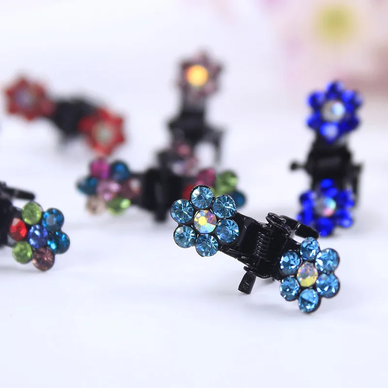 Модные женские заколки для волос 12 шт. мини с кристаллами и цветами подарок детей