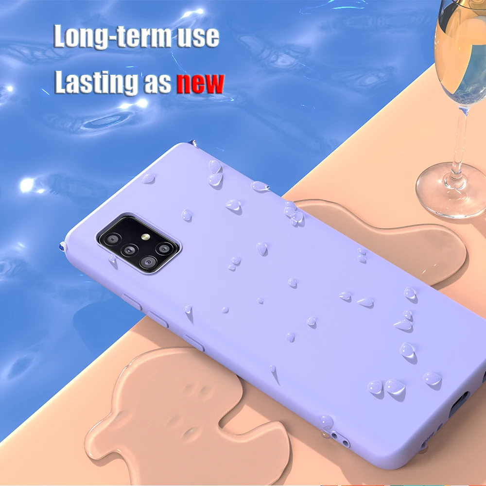 Чехол KEYSION из жидкого силикона для Samsung A51 A71 Мягкий противоударный чехол телефона