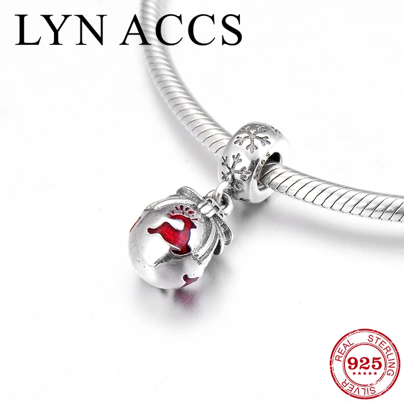 Бусина-Снежинка из серебра 925 пробы с красной эмалью | Украшения и аксессуары