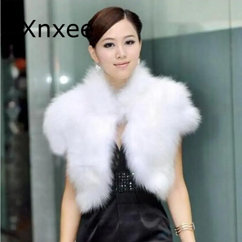 

Xnxee Faux Fox Fur Short Coat Female Autumn and Winter Plush Leather Jacket Shawl Coletes 3XL