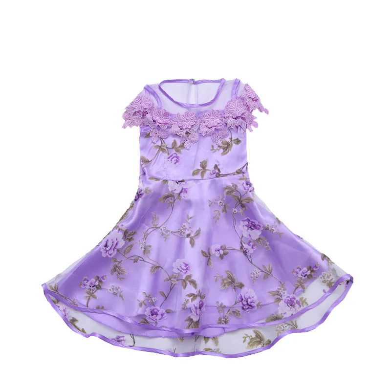 Детское платье с цветочным рисунком для девочек из тонкой прозрачной ткани дня