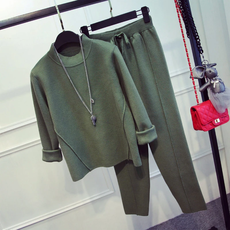 Женский костюм из 2 предметов с круглым вырезом и Шароварами повседневный