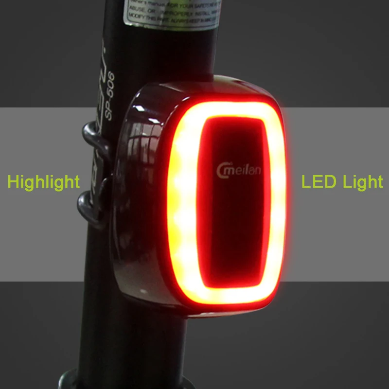 

USB Rechargeable LED Bike Tail Light Bicycle Safety Cycling Warning Rear Lamp Lighting Safety Equipment for Night Riding