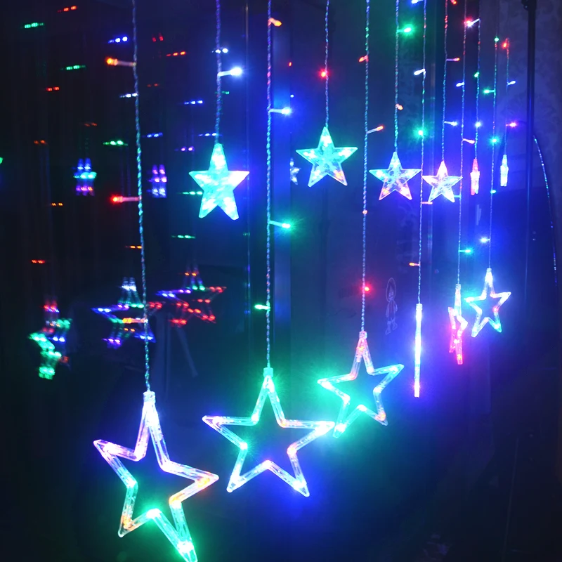YINUO LIGHT 12PCS Stars Garland Led String Light Fairy Lights Curtain Waterproof 8 Modes Holiday Christmas Decoration | Лампы и
