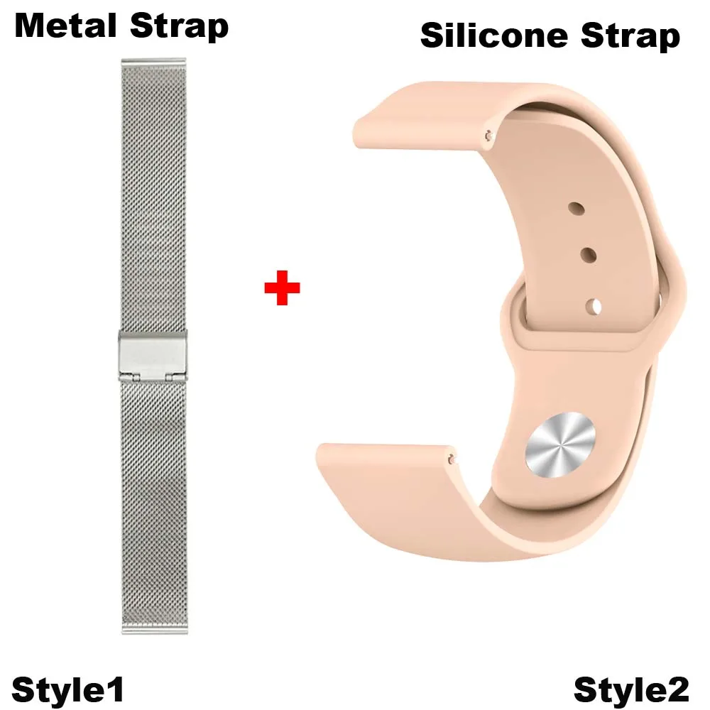 Silver-Pink 22 мм браслет ремешок для Xiaomi Huami Amazfit GTR 47 мм Pace Stratos 2 часы ремешок для samsung gear S3 Galaxy 46 мм Correa браслет - Цвет: Silver-Pink