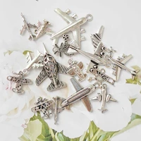12pcs airplane charms mix aircraft plane aeroplane helicopter necklace pendant bracelet silver color alloy jewelry accessory