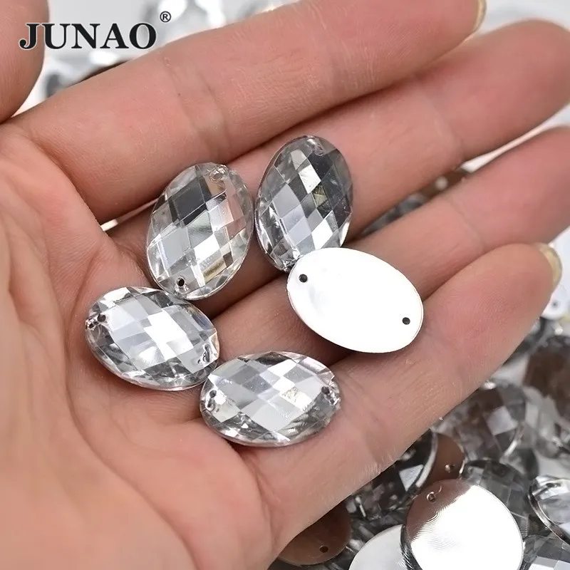 JUNAO прозрачные белые акриловые Стразы для шитья 13*18 мм 30*40 стразы с плоской задней