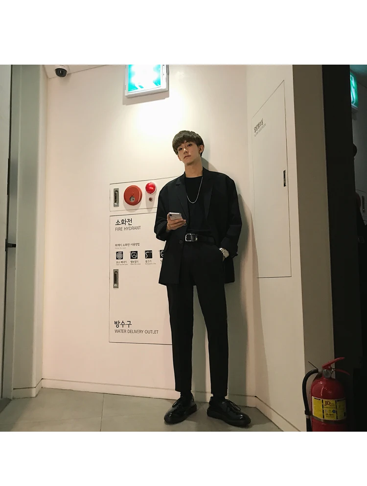European Autumn Men Blazer Black Oversized Blazer Masculino Casual Men Blazer hombre