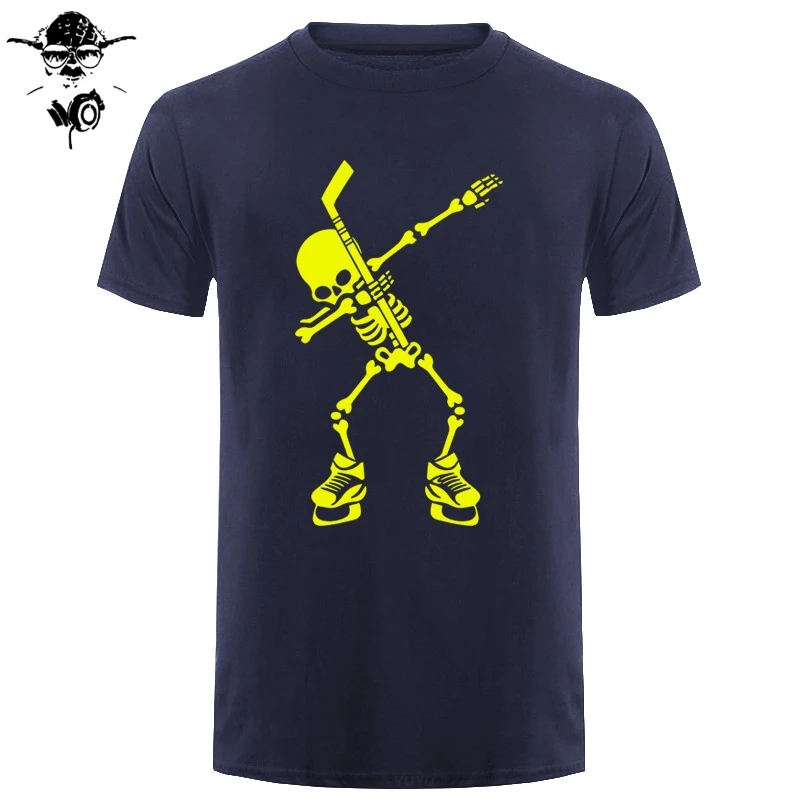 Hockeyer Skeleton Dabbing танцевальная футболка для Хэллоуина новая мужские модные футболки