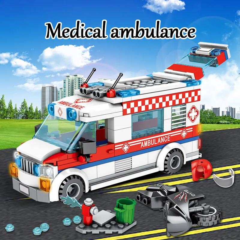 Городская модель мороженого автомобиль строительный блок друзья город скорая