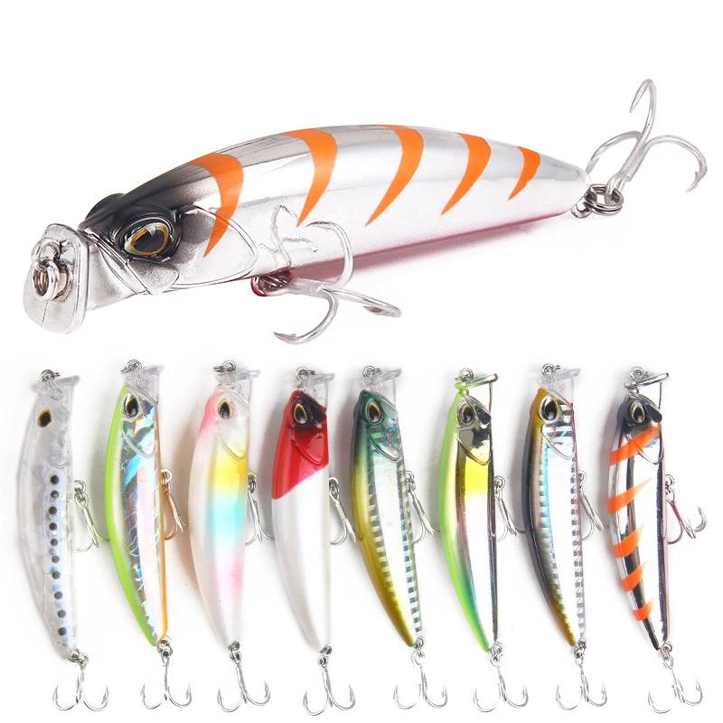 

8cm/10g 3D Minnow Fishing Plastic Bait Artificial Lures ABS Fish Hooks Hard Bait Floating Crankbait Wobblers Artificial Swimbait