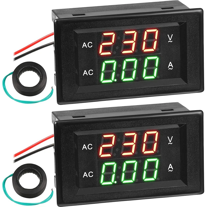 

2 Pieces of Voltage Ampere Meter AC 500V 200A Voltmeter AC Voltage and Ammeter Digital Dual Display