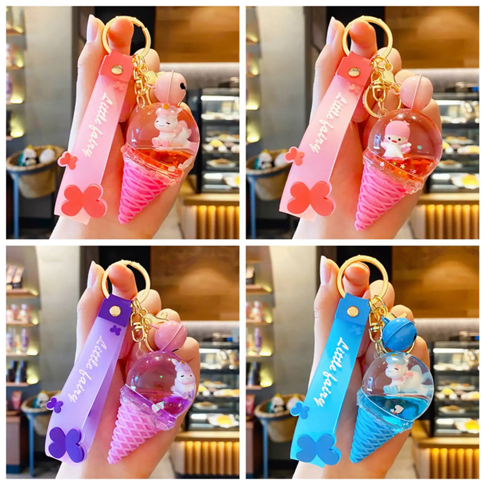 Единорог блеск брелок мороженое кольцо для ключей на Рюкзак Подвеска пар мужчин