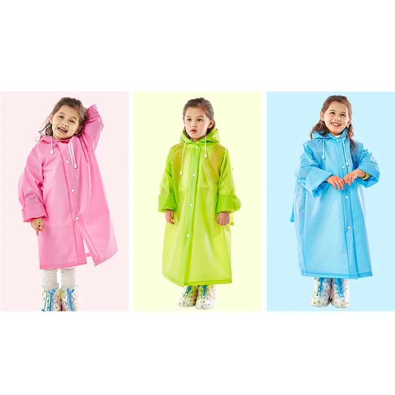 

New EVA Children's Raincoat With Schoolbag Impermeable Poncho Hooded One-Piece Poncho School Hiking Pupils Thickening Raincoat