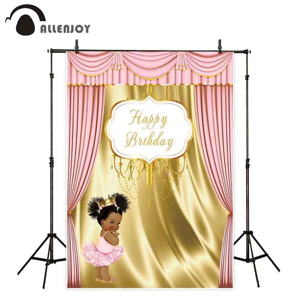 Allenjoy фон для фотосессии с днем рождения розовый золотой бусина занавеска милый