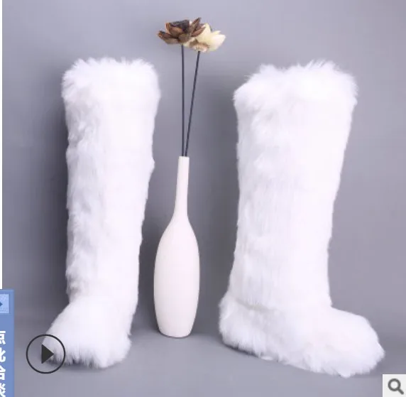 over knee white SWONCO/зимние сапоги; женская обувь с искусственным лисьим мехом; зимние теплые ботфорты выше колена для женщин; Новинка года; модные женские сапоги - Цвет: over knee white