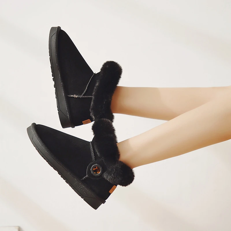 

Шикарные пушистые плюшевые ботинки на плоской подошве для девушек DeeLerShion, женские зимние теплые замшевые ботильоны из искусственного меха ...