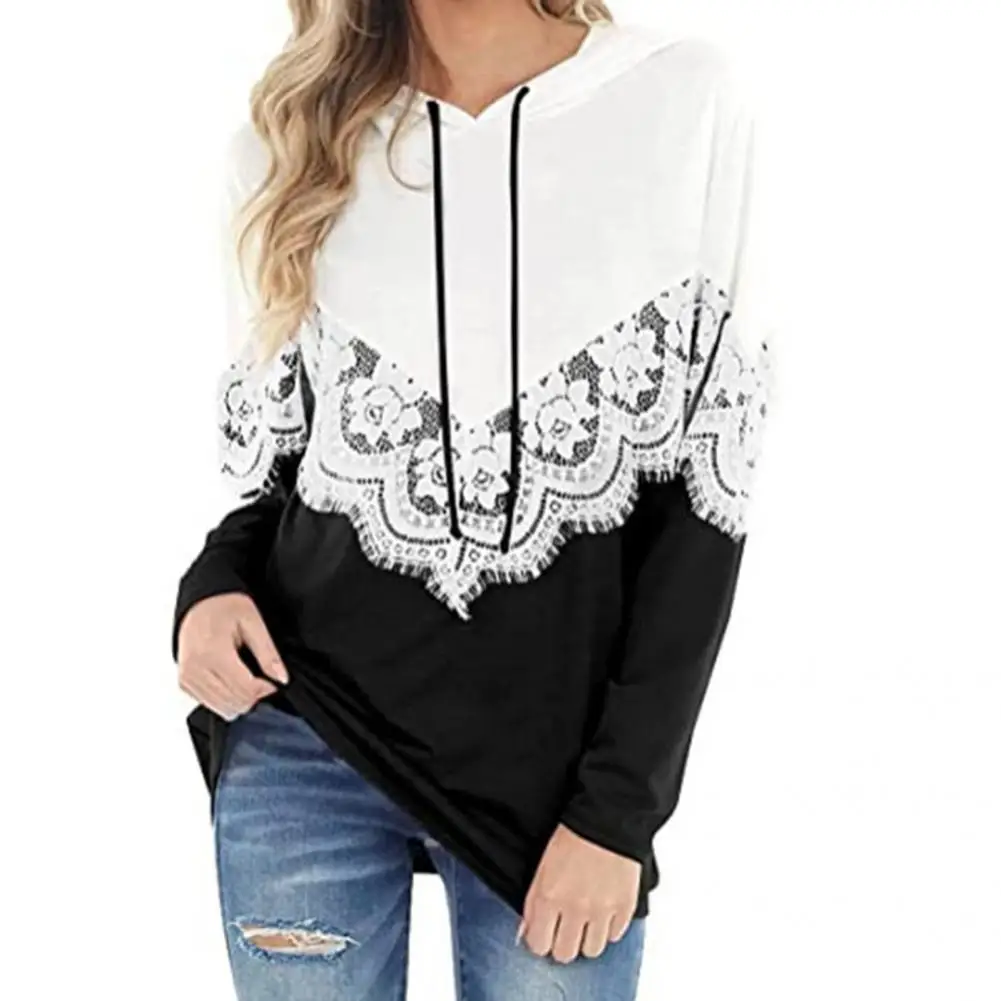 

Breathable Popular Long Sleeve Thick Women Sweatshirt All-Match Pullover Sweatshirt Color Block Outerwear