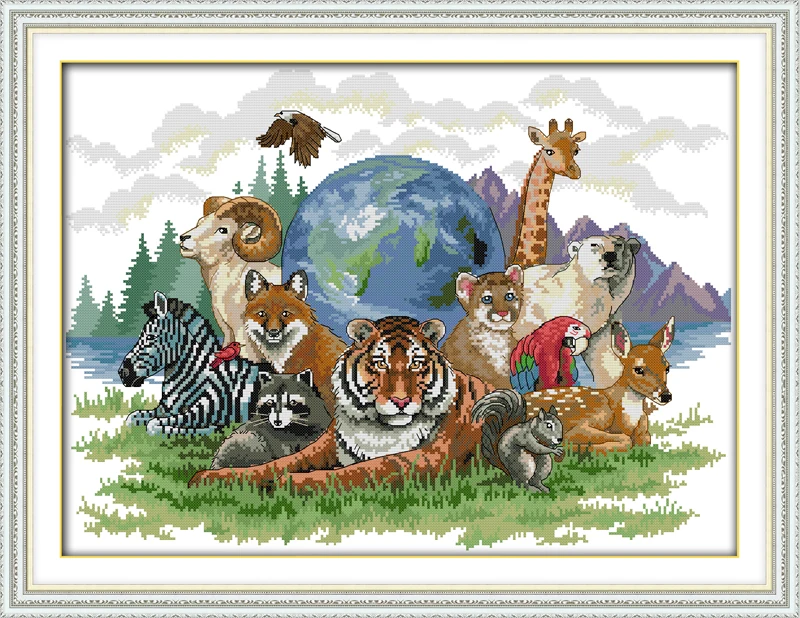 Набор для вышивки крестиком Animal world (3) набор рукоделия сделай сам 18/14/11ct печать на