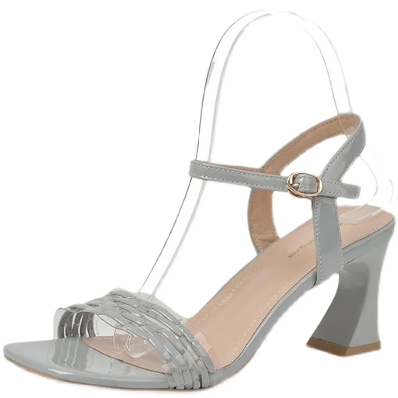 

2021 Sandals Ladies Shoes Summer Block Heels Suit Female Beige Espadrilles Platform Med All-Match New Chunky Clear Black Comfor