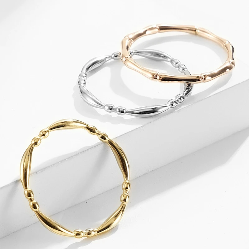 

Fine Thin Stacking Ring Waterproof Jewelry Golden silver party wedding accessories Gold Plated Stainless Steel Finger Ring