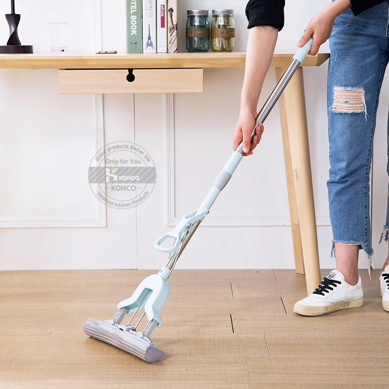 

Floor Mop Home Cleaning Sponge Mops Stainless Steel Handle Mop Folding Absorbing Squeeze Water Magic Mop Household Cleaning Tool