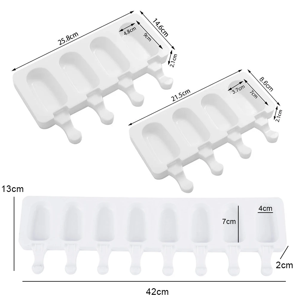 

Silicone Ice Cream Molds 4 Cell Ice Cube Tray Food Safe Popsicle Maker DIY Homemade Freezer Ice Lolly Mould Home Kitchen
