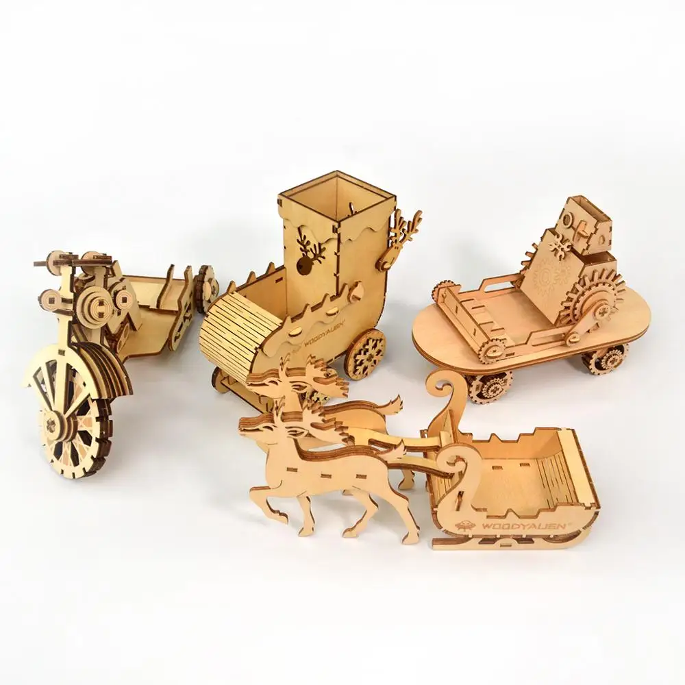 Лазерная резка 3D Деревянный пазл бисамолет Автомобиль Мотоцикл игрушки в сборе
