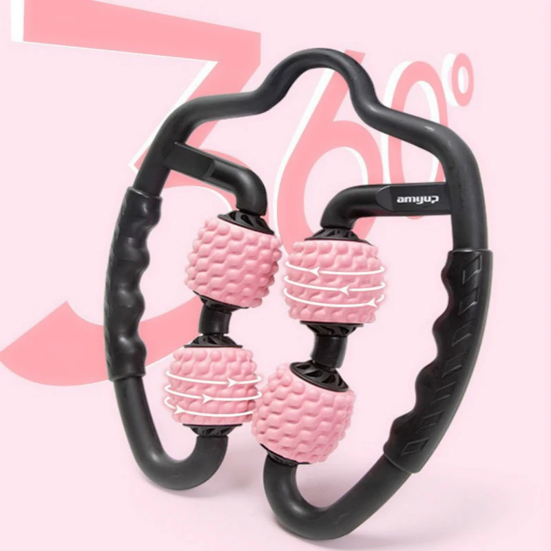 

U Shape Trigger Point Massage Roller for Arm Leg Neck Muscle Tissue for Fitness Gym Yoga Pilates Sports 4 Wheel