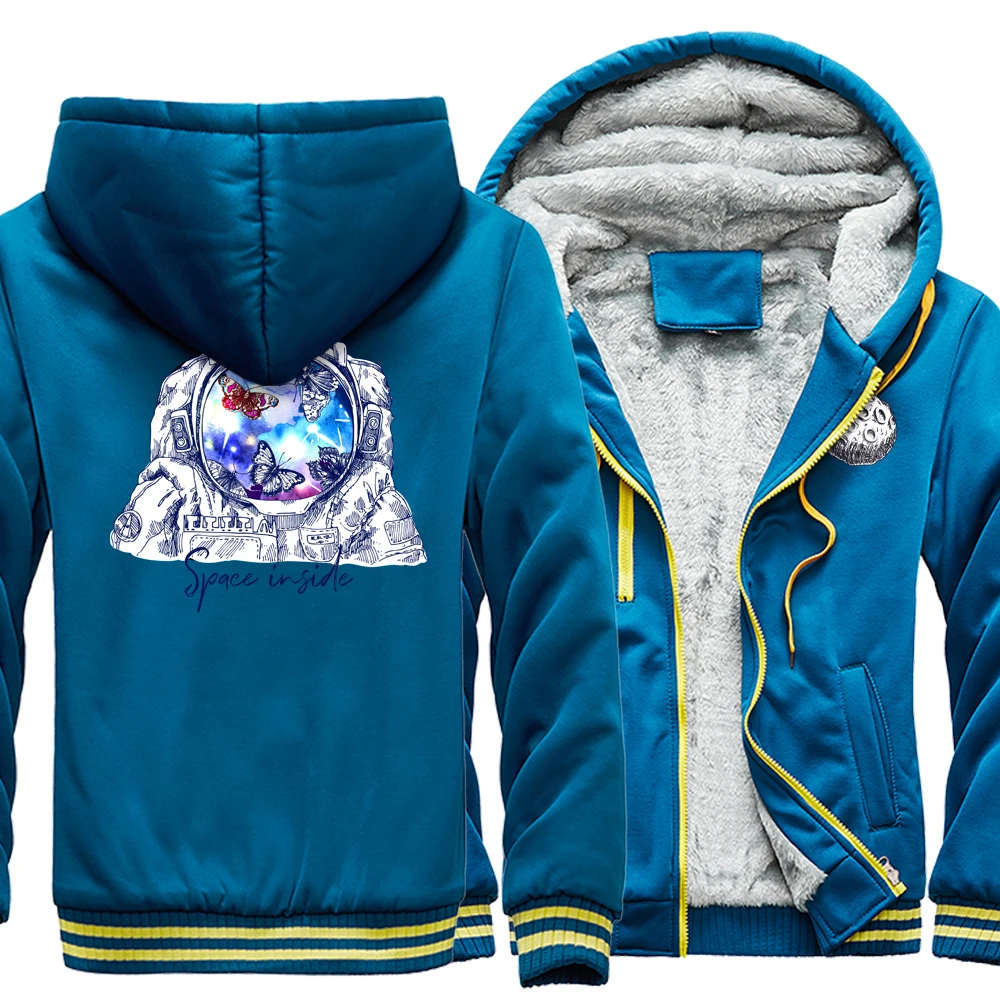 

Куртка мужская зимняя с капюшоном, теплая Модная уличная одежда в стиле хип-хоп, с изображением астронавта, бабочки, космоса, на молнии