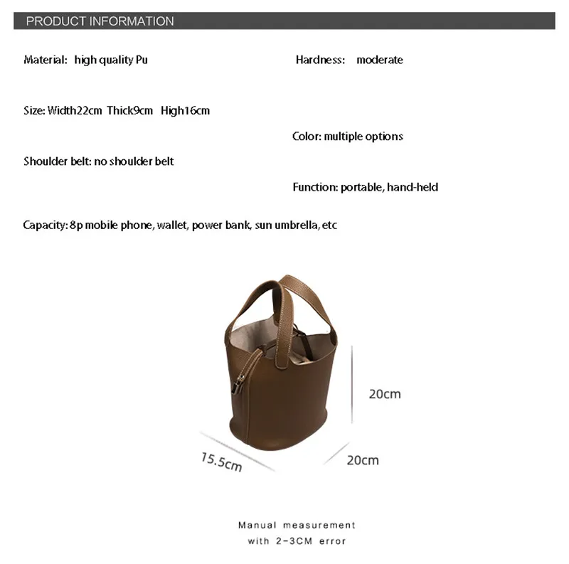 

Women Bag Handbag 2020 New Style Europe And America-Style Vegetable Basket Bag Leather Simple Bucket Bag