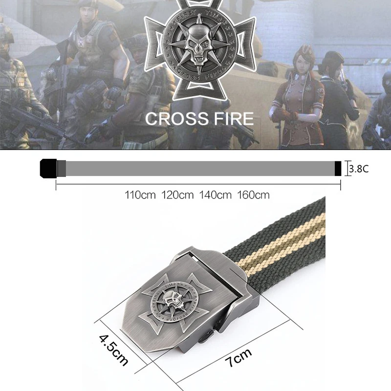 Холщовый ремень унисекс с перекрестной металлической пряжкой для мужчин и