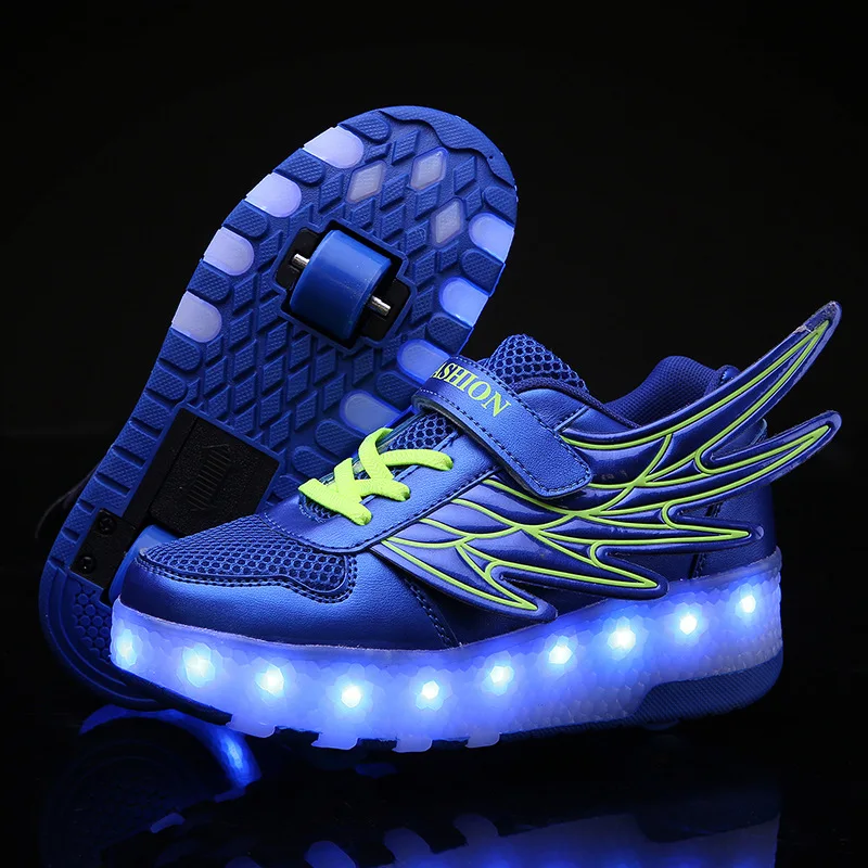 

Size 28-40 Kids Glowing LED Wheels Shoes for Boys Roller Skate Shoes with Lights USB Charged Children Shoes