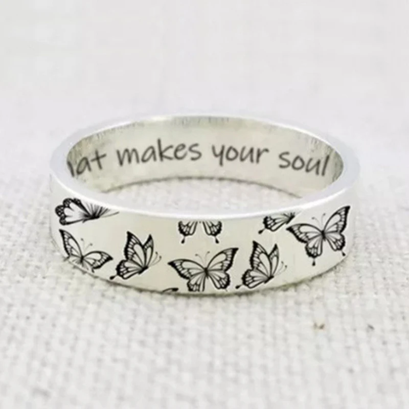 

2022 New Trendy Vintage Simplicity Butterfly Carved Rings for Women Men Bohemian Delicate Handmade Ring for Female Wedding Gift