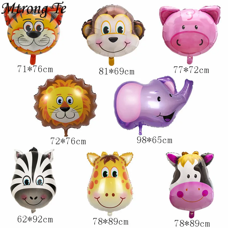 

50pcs Big Size Tiger Zebra Lion Monkey Animal Air Helium Balloon Birthday Party Decor Animal Zoo Theme Supplies Toys Kids Gift