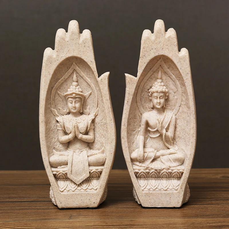 

1 Pair Buddha Hands Resin Home Office Decor India Mandala Monk Figurine Tathagata Statue Temple Sculpture Fengshui Accessories