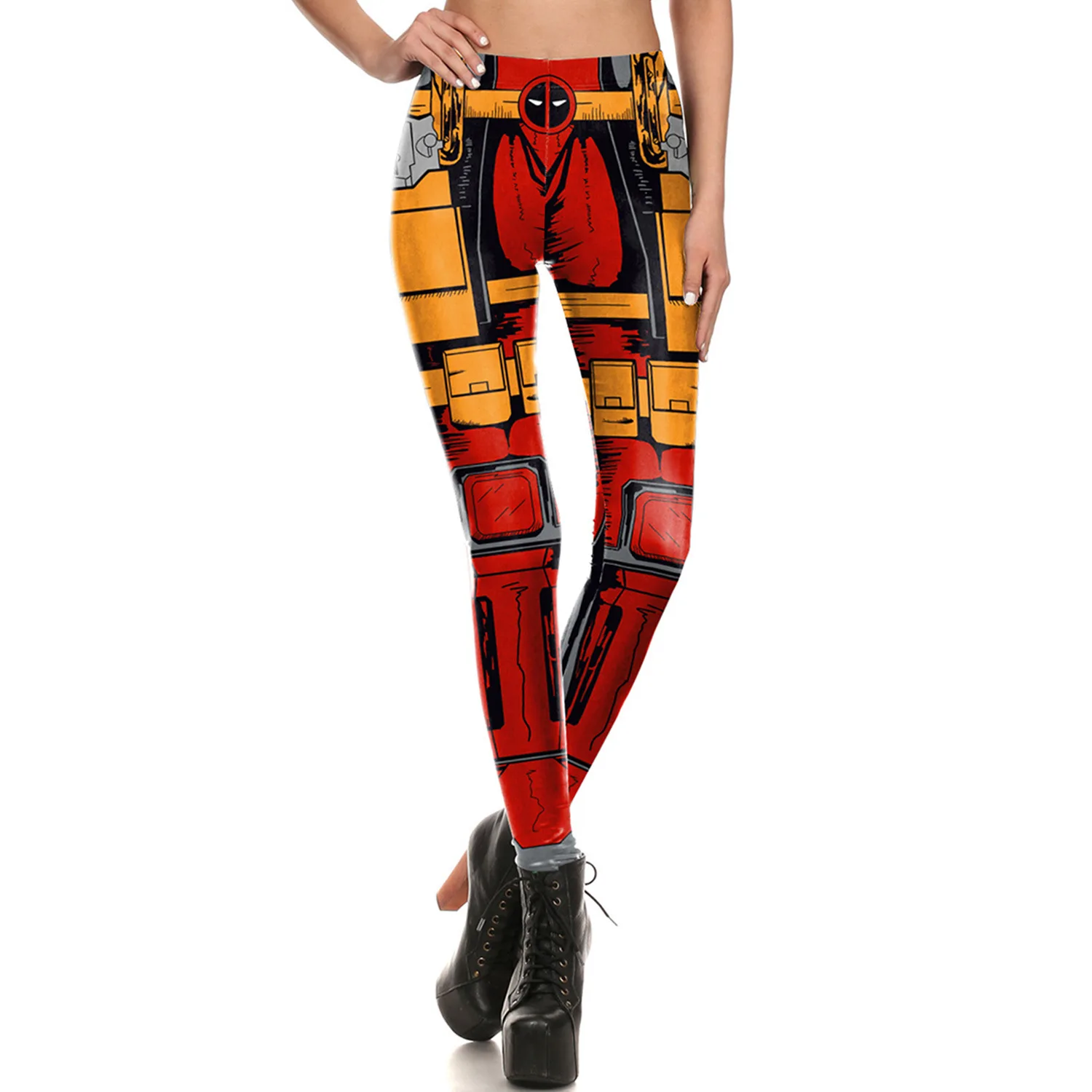 

Women Fashion Punk Style Movie Character Digital Printed Stretch Tights Halloween Cosplay Costume Party Dress Up Vest Pants Set