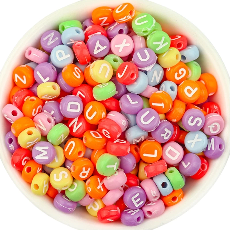 

100 Pieces Small Alphabet Beads for DIY Bracelets Necklace Earrings Jewelry