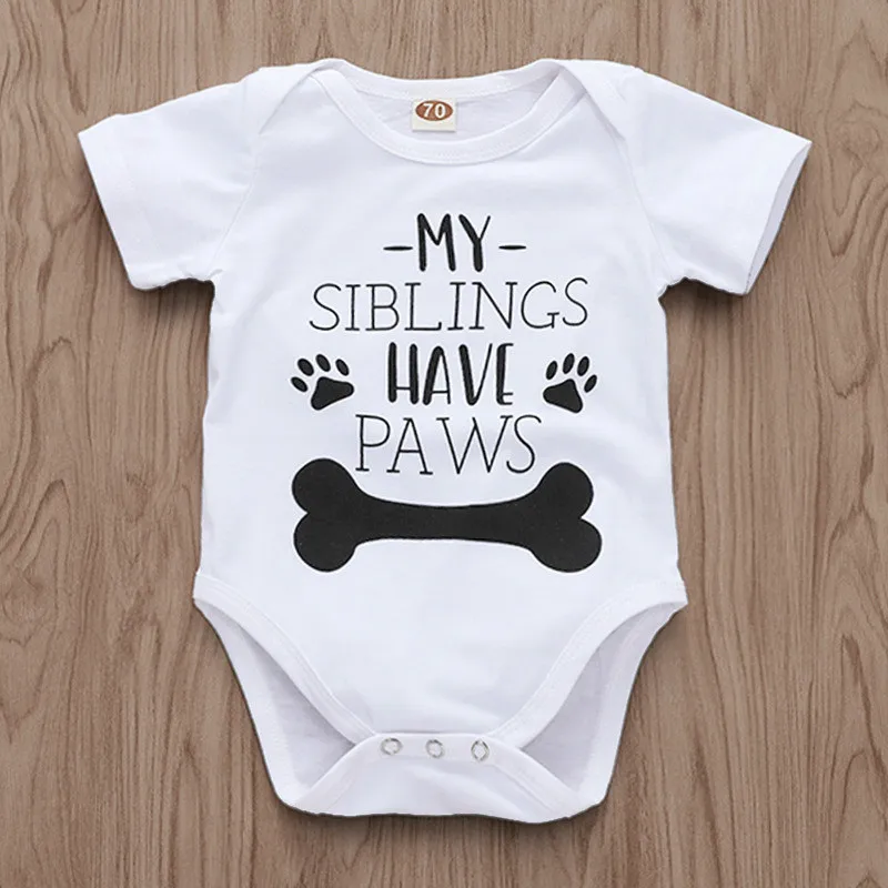 Хлопковое боди для малышей Одежда новорожденных одежда с надписью My Siblings Have Paws