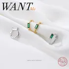 WANTME корейские минималистичные Геометрические Квадратные Зеленые Белые циркониевые мини серьги-гвоздики для модных женщин офисный подростковый подарочный набор украшений для ушей