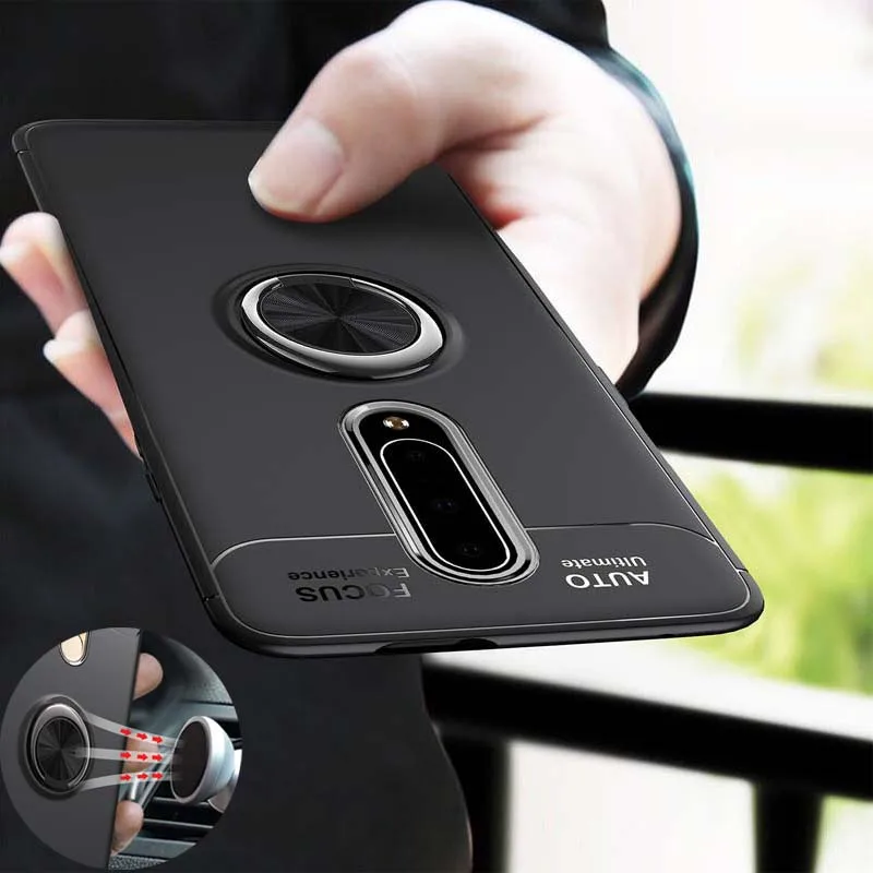 Case For Oneplus 6 6T 7 7T 8 Pro one plus 6 T 7 1 7 Pro Cover Silicone Shockproof Car Magnetic Ring Holder Phone Back Coque Case