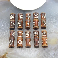 1pcs vintage totem tibetan dzi agates bamboo joint beads connectors bracelets necklaces pendants diy jewelry making accessory