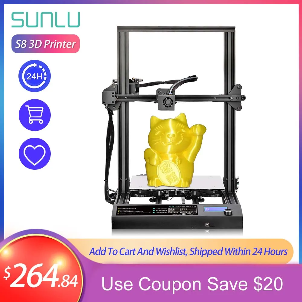3D принтер SUNLU нить для экструдера из экопластика ПЭТГ ТПУ АБС SPLA S8 FDM функция