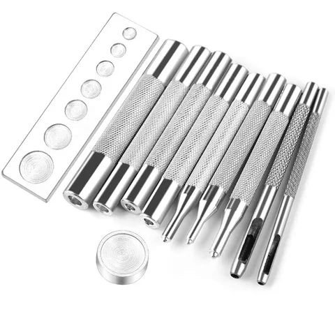 11 PCS Punch Boots Hool Hool Boots Set Pressing Pressing, remaches y arandelas Snap Rivet Rivet Setter Kit Base Set Snap Rivet