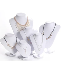 model bust show exhibitor 6 options pu white leather jewelry display woman necklaces pendants mannequin jewelry stand organizer