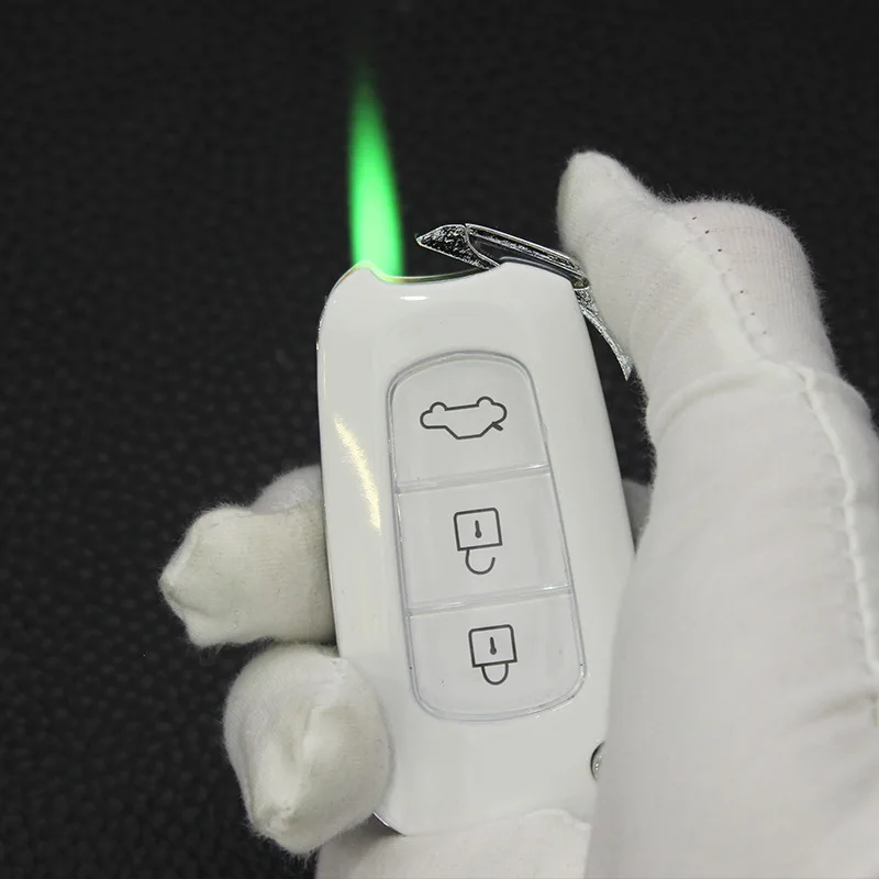 

Torch Turbo Jet Lighter Butane Gas Inflated Cigar Creative Car key Lighter Cigarette Metal Green Fire Windproof Lighters