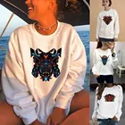 Толстовка женская оверсайз с капюшоном, свитшот с круглым вырезом, Топ с длинным рукавом, одежда в стиле Харадзюку, спортивный костюм, пуловеры для женщин