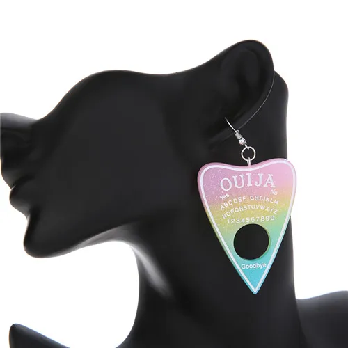 1 пара, женские серьги-капли, многоцветная смола, Ouija planchette, амулеты, полимерная серьга для подарка на день рождения, детские женские ювелирные изделия - Окраска металла: pink yellow blue